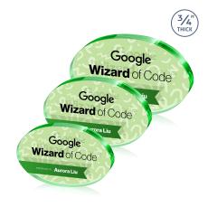 Baldus Oval Full Color Double Sided Green Circle Crystal Award - Newest Additions