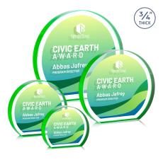 Maren Hemisphere Full Color Double Sided Green Circle Crystal Award - Newest Additions