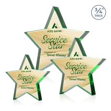 Esna Full Color Double Sided Green Star Crystal Award - Newest Additions