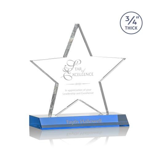 Chippendale Sky Blue Star Crystal Award Corporate Awards - Crystal Awards - Crystal Star Awards - Chippendale Sky Blue Star Crystal Award