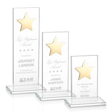 Dallas Clear/Gold Star Crystal Award - Service Awards