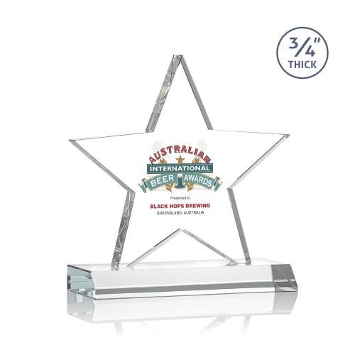 Corporate Awards - Crystal Awards - Crystal Star Awards - Chippendale Full Color Clear Star Crystal Award