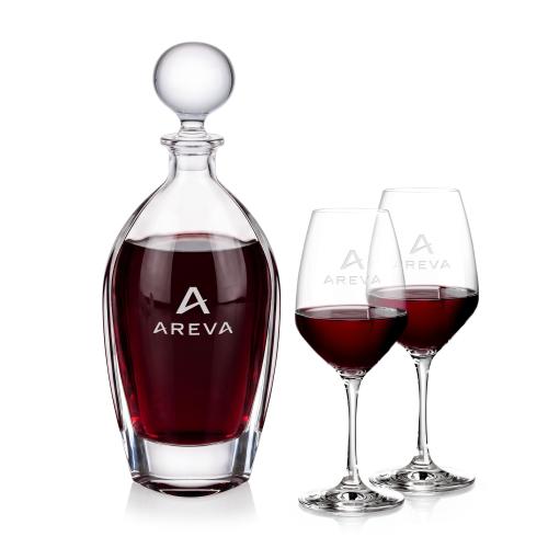 Corporate Recognition Gifts - Etched Barware - Langara Decanter & Santiago Wine