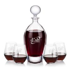 Langara Decanter & Reina Stemless Wine - Etched Barware