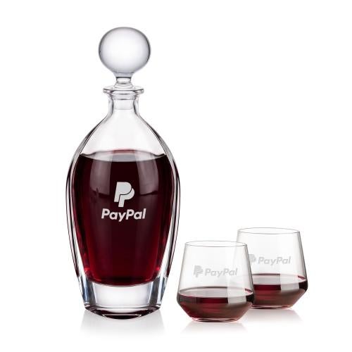 Langara Decanter & Tucson Stemless Wine Corporate Recognition Gifts - Etched Barware - Langara Decanter & Tucson Stemless Wine