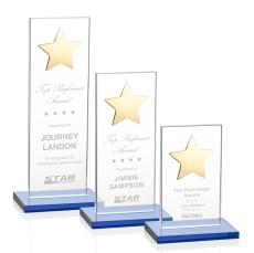 Dallas Sky Blue/Gold  Star Crystal Award - Service Awards