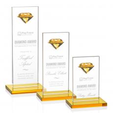 Employee Gifts - Bayview Gemstone Amber  Obelisk Crystal Award