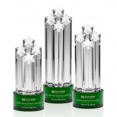 Employee Gifts - Ascot Star Green  Obelisk Crystal Award