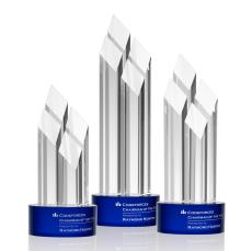 Overton Blue  Obelisk Crystal Award - Glass Awards