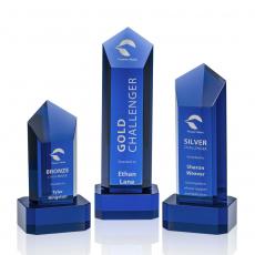Employee Gifts - Jolanda Blue/Blue  on Base Obelisk Crystal Award