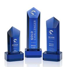Jolanda Blue/Blue  on Base Obelisk Crystal Award - Crystal Awards