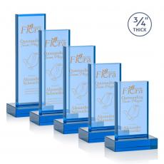 Employee Gifts - Hathaway Sky Blue Rectangle Crystal Award