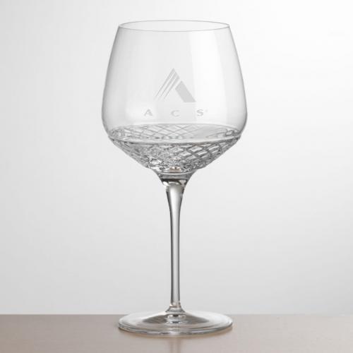 Corporate Gifts, Recognition Gifts and Desk Accessories - Etched Barware - Wine Glasses - Naselle Burgundy Wine - Deep Etch
