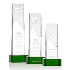 Rushmore Green on Base Obelisk Crystal Award - Mountain Awards