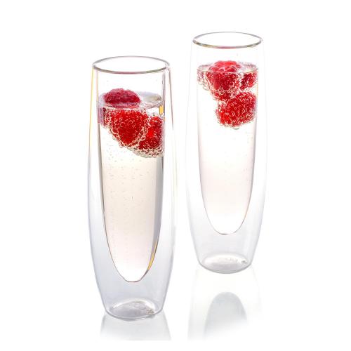 Corporate Gifts, Recognition Gifts and Desk Accessories - Etched Barware - Epare Double-Wall Champagne Glass (Set of 2)