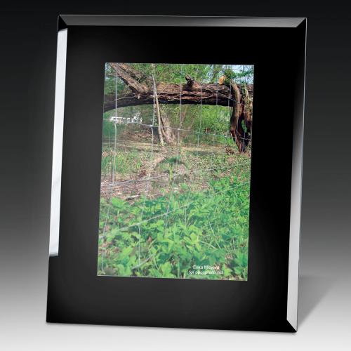 Corporate Gifts, Recognition Gifts and Desk Accessories - Picture Frames - Black Glass Photo Frame