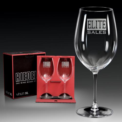 Corporate Gifts, Recognition Gifts and Desk Accessories - Etched Barware - Riedel Cabernet Sauvignon Custom Logo Engraved
