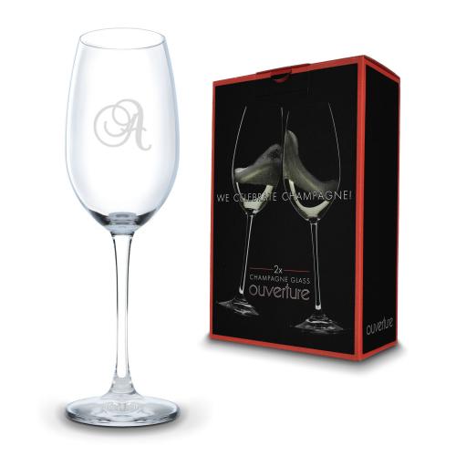 Corporate Gifts, Recognition Gifts and Desk Accessories - Etched Barware - Riedel Champagne Glass Custom Logo Engraved
