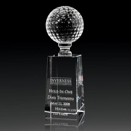 Corporate Awards - Crystal Awards - Optical Crystal Golf Pedestal Award Crystal Award