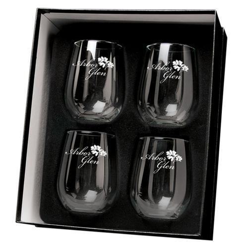 Corporate Gifts, Recognition Gifts and Desk Accessories - Etched Barware - Stemless White Wine