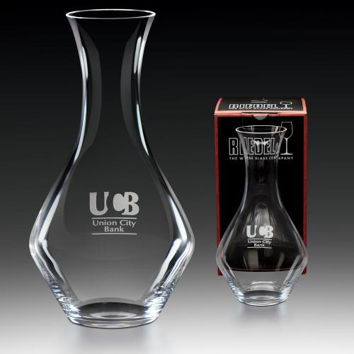 Corporate Gifts, Recognition Gifts and Desk Accessories - Etched Barware - Riedel Decanter Glass Custom Logo Engraved