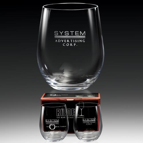 Corporate Gifts, Recognition Gifts and Desk Accessories - Etched Barware - Riedel Chardonnay Custom Logo Engraved