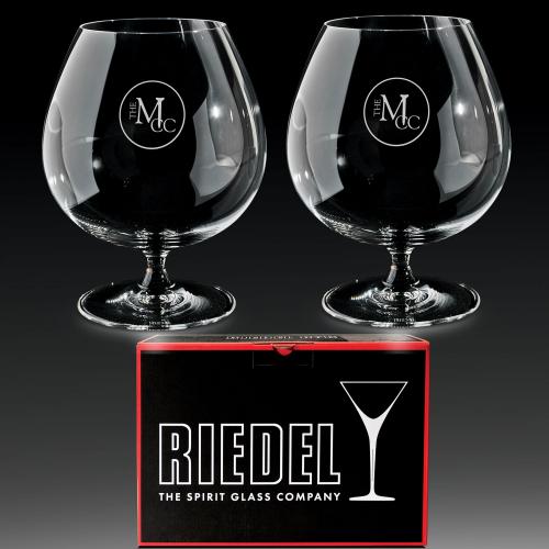 Corporate Gifts, Recognition Gifts and Desk Accessories - Etched Barware - Riedel Brandy Custom Logo Engraved