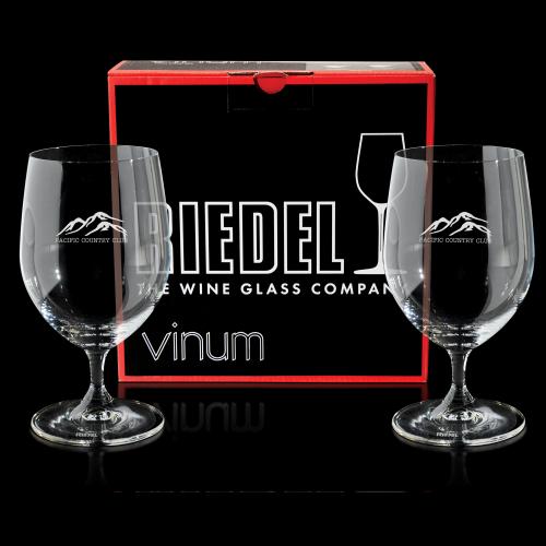 Corporate Gifts, Recognition Gifts and Desk Accessories - Etched Barware - Riedel Water Glass Custom Logo Engraved