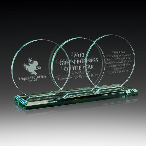 Corporate Awards - Glass Awards - Jade Trio Glass Award