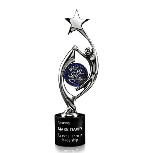 Corporate Awards - Glass Awards - Art Glass Awards - Harmony Chrome Cast Metal Award