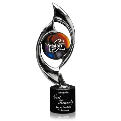 Corporate Awards - Glass Awards - Colored Glass Awards - Triumph Chrome Cast Metal Award