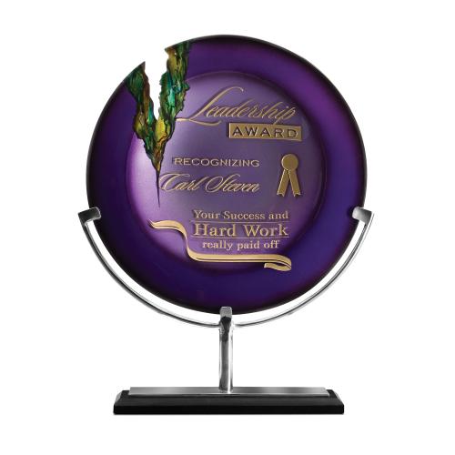Corporate Awards - Glass Awards - Colored Glass Awards - Venus Amethyst Art Glass