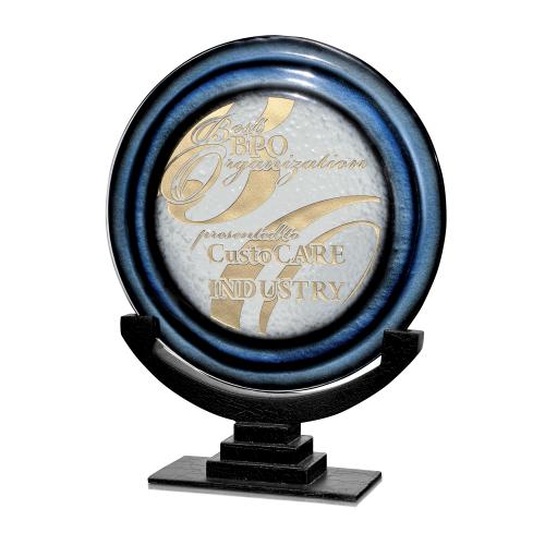 Corporate Awards - Glass Awards - Art Glass Awards - Sapphire Orbit Art Glass
