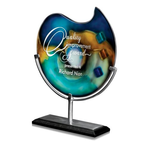 Corporate Awards - Glass Awards - Colored Glass Awards - Poseidon ll Art Glass