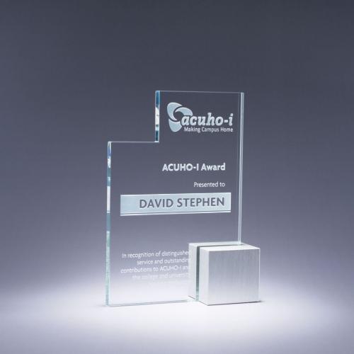 Corporate Awards - Service Awards - Starphire Crystal Quad Award with Aluminium Base