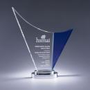Blue & Clear Optical Crystal Wave Award on Chrome Base