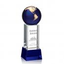 Luz Globe Blue on Base Spheres Metal Award