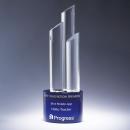 Ultra Clear & Blue Optical Crystal 3 Tower Award