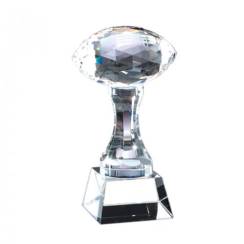Corporate Awards - Crystal Awards - Cut Optical Crystal Football Ball Award on Crystal Tower