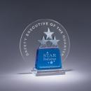 Galactic Blue & Clear Optical Crystal Award with Chrome Stars