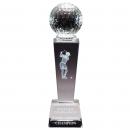 Optical Crystal 3D Women's Golf Tower Award with Golf Ball