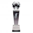 Optical Crystal 3D Women's Soccer Tower Award with Frosted Glass Soccer Ball