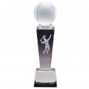 Optical Crystal 3D Men's Tennis Tower Award with Tennis Ball with Frosted Glass Tennis Ball