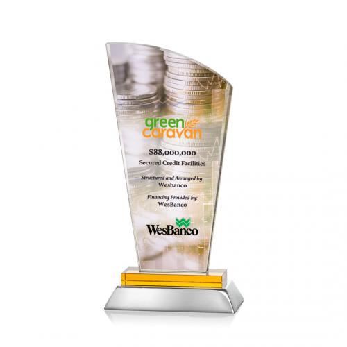 Corporate Awards - Hansen Full Color Amber Peak Crystal Award