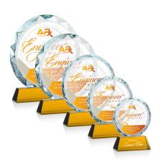 Stratford Full Color Amber Circle Crystal Award - Glass Awards