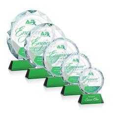 Stratford Full Color Green Circle Crystal Award - Glass Awards