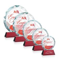 Stratford Full Color Red Circle Crystal Award - Glass Awards