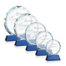 Stratford Blue Circle Crystal Award - Colored Crystal