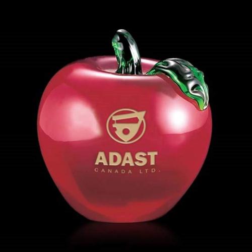 Corporate Gifts, Recognition Gifts and Desk Accessories - Paperweights - Beaufort Apple Red/Green Apples Crystal Award