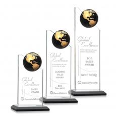 Employee Gifts - Arden Globe Black/Gold Spheres Crystal Award
